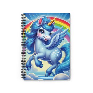 Blue Unicorn Notebook - Unicorn Spiral Notebook - Perfect Gift for Unicorn Lover