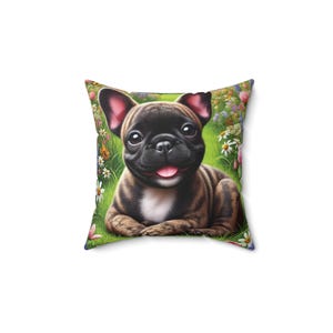French Bulldog Pillow - Square Pillow - Brindle Colored French Bulldog - Dog Accent Pillow - Perfect Gift for French Bulldog Lover