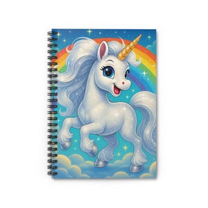 White Unicorn Notebook - Unicorn Spiral Notebook - Perfect Gift for Unicorn Lover