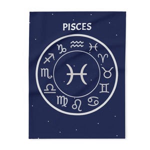 Pisces Zodiac Blanket - Zodiac Fleece Blanket - Pisces Symbol - Gift for Those Born February 19 through March 20 - Gift for Pisces