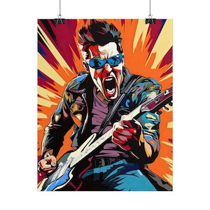 Poster - Dynamic Rock Guitarist Picture Print