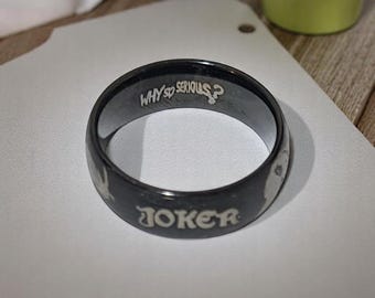 Black Tungsten Statement Ring with DC Universe Joker Character slick designed anti-scratch