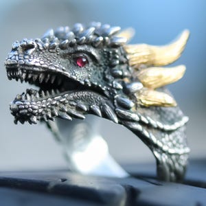 GOT Dragon Ring Adjustable size made with 18K solid gold S925 Silver and Natural Ruby Personalization available