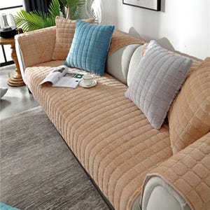Fodera per cuscino trapuntata morbida – Federa per cuscino con motivo quadrato testurizzato – Fodera per cuscino decorativo per divano in crema o rosa – Accogliente casa minimalista