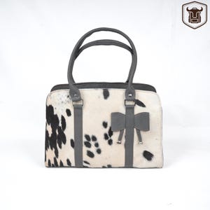 Genuine Cowhide Leather Shoulder Bag – Hair-On Tote Handbag – Western Crossbody Purse – Boho Cow Print Bag for Women – Real Leather Satchel