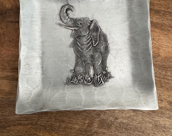 Vintage DeMarsh Forge handmade elephant trinket tray