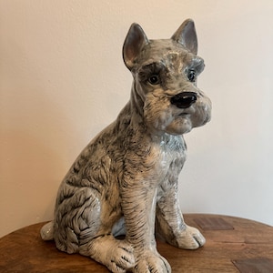 vintage schnauzer ceramic figurine signed