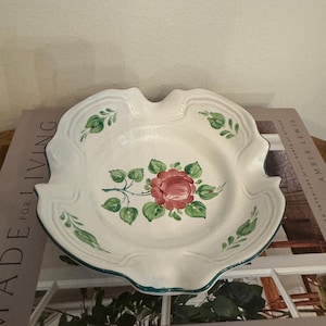 herend village pottery hand painted floral ash tray or trinket dish