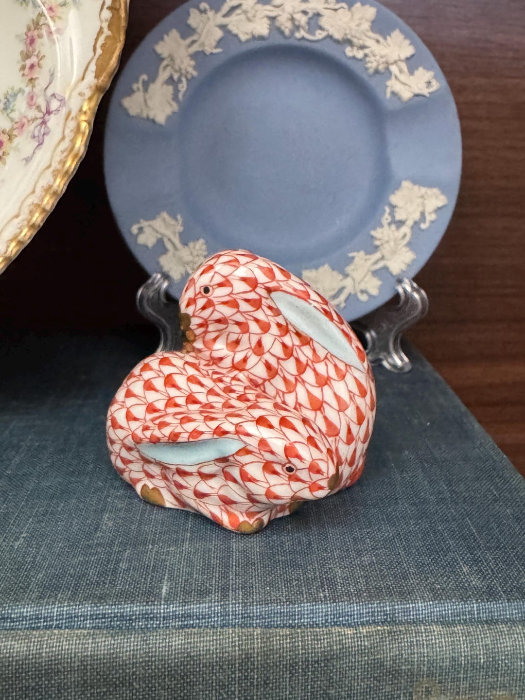 Herend Fishnet Rust Colored Bunny Pair 24 Karat Gold Accents - Etsy