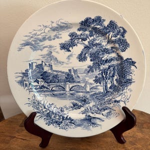 Vintage Wedgwood Countryside Muster blau und weiß Speiseteller 10 ”