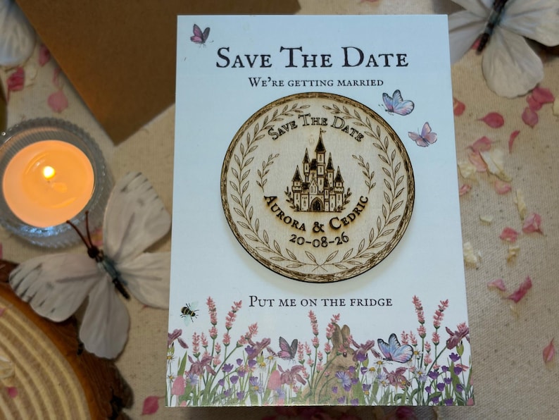 Wooden Save the Date Magnet: Cherry Blossom Wedding Keepsake