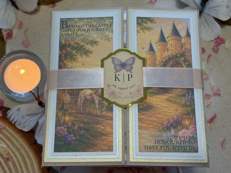 Fairytale storybook handmade boxed wedding invitation set - Enchanting