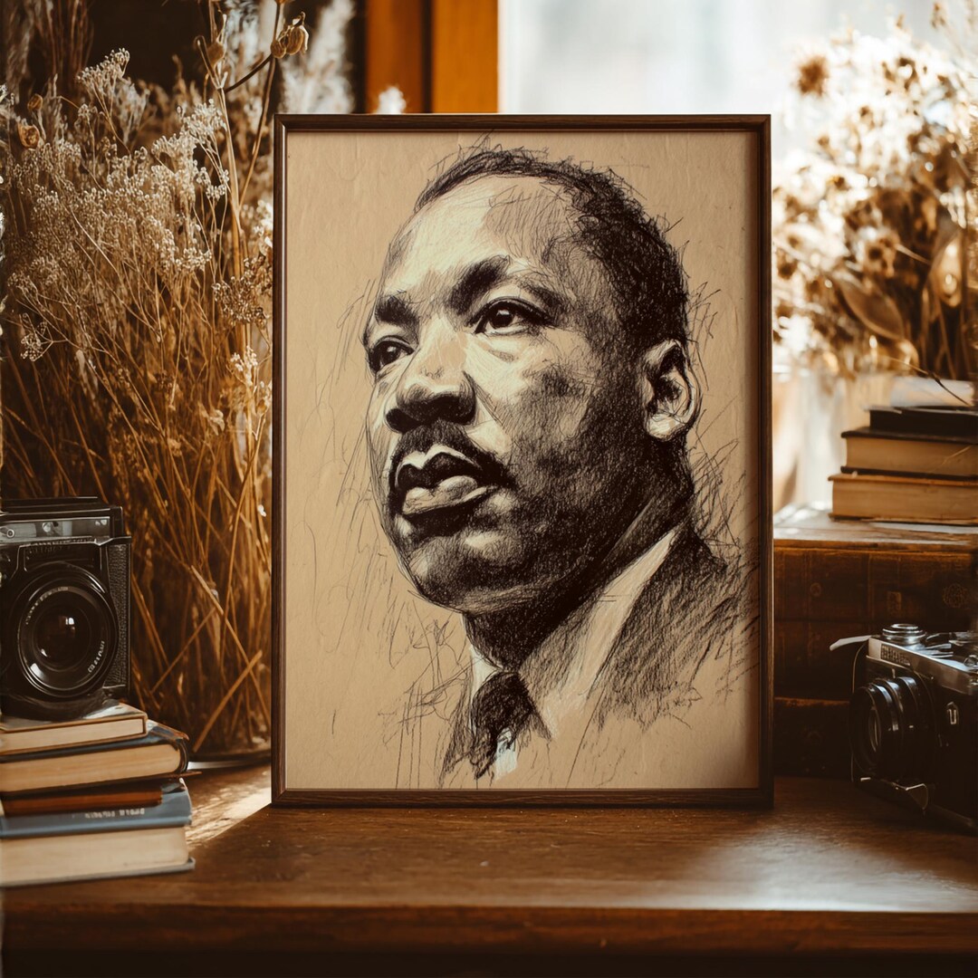 Mlk Color Portrait Martin Luther King Jr Portrait, MLK Sketch, Civil Rights Art, Black ...