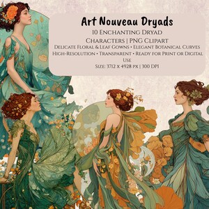 Aquarell Sakura Dryad Clipart Set - Japanische ästhetische Kirschblüten-Fantasie