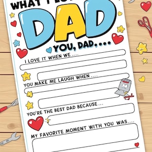 Was ich an dir geliebt habe, Vatertagsbrief für Kinder | Fill-in-the-Blank PDF Vorlage | DIY Vatertagsgeschenk vom Kind