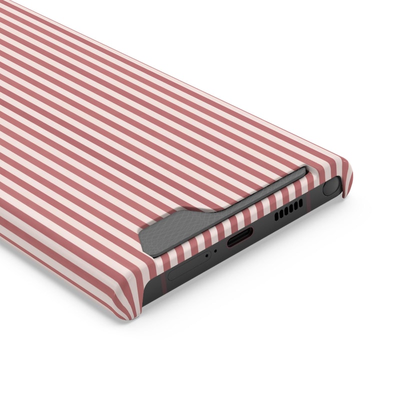 Striped Phone Case with Card Holder | Slim Protective Wallet Cover | Aesthetic Gift Ready Packaging Option for Her | Rose Minimalist Case image 3