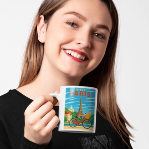 Paris Mug | Eiffel Tower Coffee Cup | French Souvenir Ceramic Mug | Bonjour Tea Cup | Paris Lover Gift | Travel Souvenir Romantic France