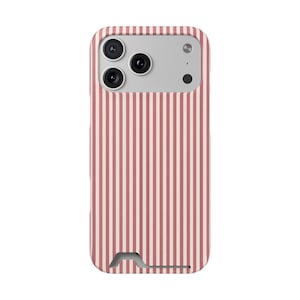 Striped Phone Case with Card Holder | Slim Protective Wallet Cover | Aesthetic Gift Ready Packaging Option for Her | Rose Minimalist Case image 4