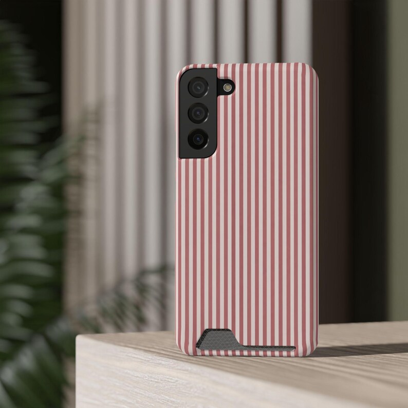 Striped Phone Case with Card Holder | Slim Protective Wallet Cover | Aesthetic Gift Ready Packaging Option for Her | Rose Minimalist Case image 16