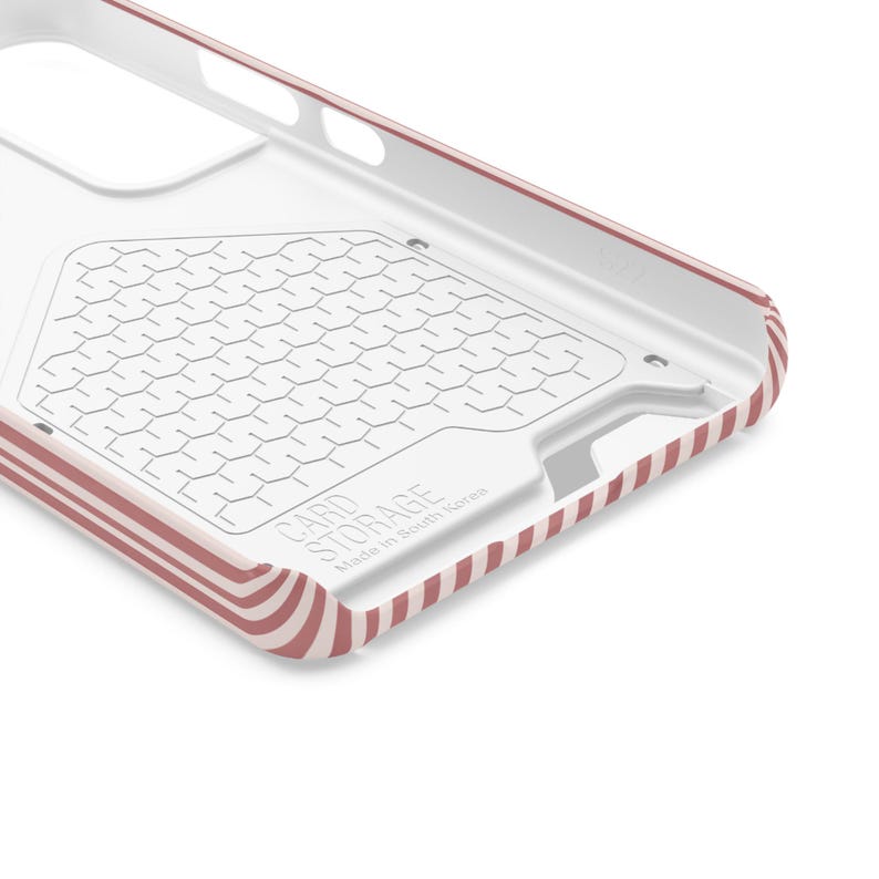 Striped Phone Case with Card Holder | Slim Protective Wallet Cover | Aesthetic Gift Ready Packaging Option for Her | Rose Minimalist Case image 6