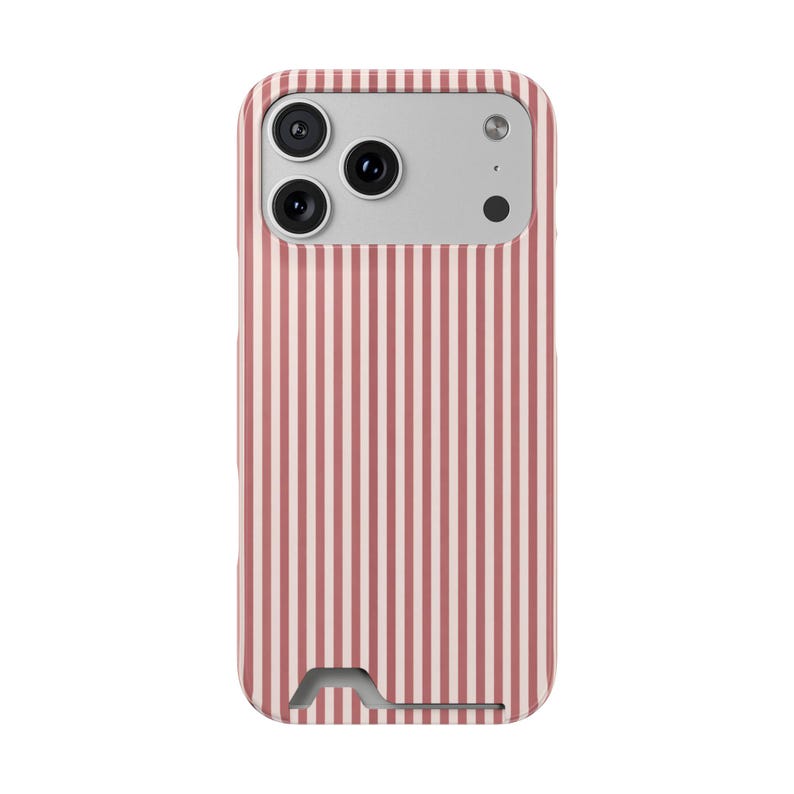Striped Phone Case with Card Holder | Slim Protective Wallet Cover | Aesthetic Gift Ready Packaging Option for Her | Rose Minimalist Case image 20