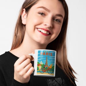 Paris Mug | Eiffel Tower Coffee Cup |French Souvenir Ceramic Mug | Bonjour Tea Cup | Paris Lover Gift | Travel Souvenir Romantic France