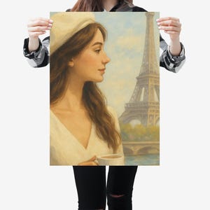 Paris Wall Art Print, Vintage French Poster, Retro Paris Artwork, Elegant Home Decor, Aesthetic Wall Hanging, Parisian Room Decoration
