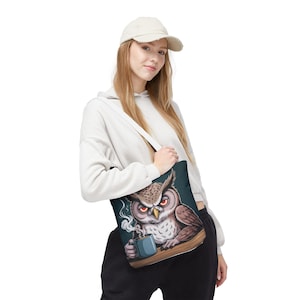 Owl Tote Bag, Cute Animal Print Bag, Canvas Tote for Women, Eco Friendly Shopping Bag, Owl Gift, Reusable Grocery Tote, Nature Lover Bag
