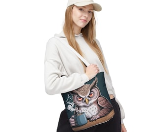 Owl Tote Bag, Cute Animal Print Bag, Canvas Tote for Women, Eco Friendly Shopping Bag, Owl Gift, Reusable Grocery Tote, Nature Lover Bag