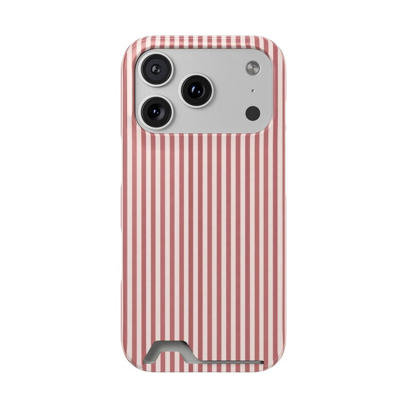 Striped Phone Case with Card Holder | Slim Protective Wallet Cover | Aesthetic Gift Ready Packaging Option for Her | Rose Minimalist Case image 18
