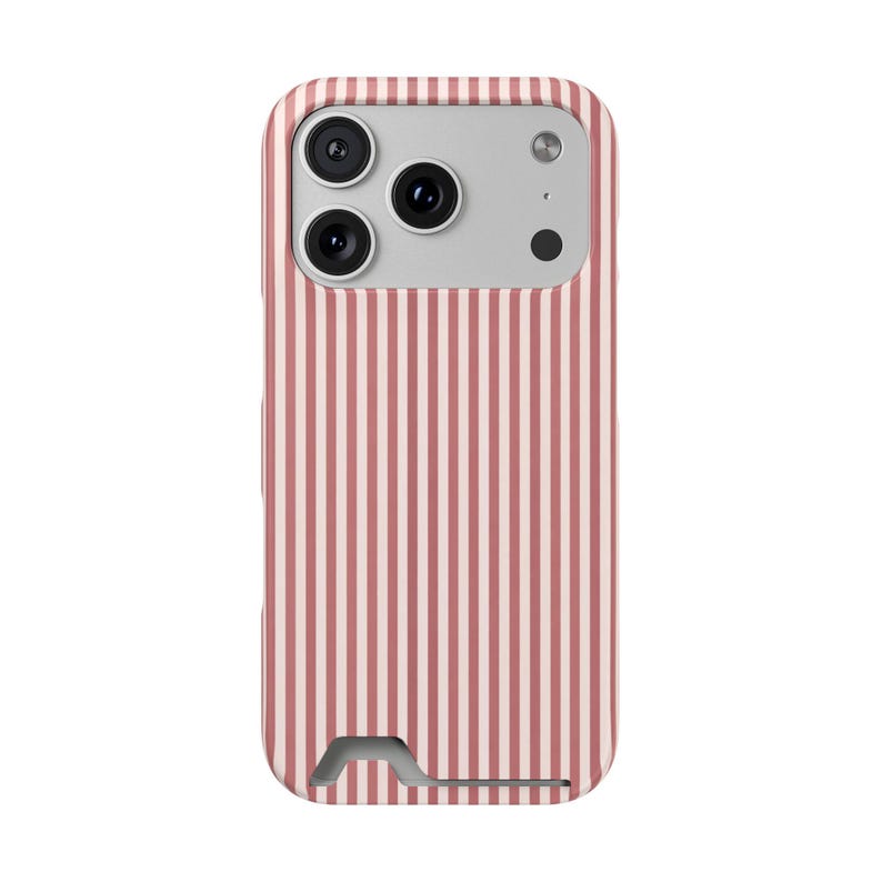 Striped Phone Case with Card Holder | Slim Protective Wallet Cover | Aesthetic Gift Ready Packaging Option for Her | Rose Minimalist Case image 19