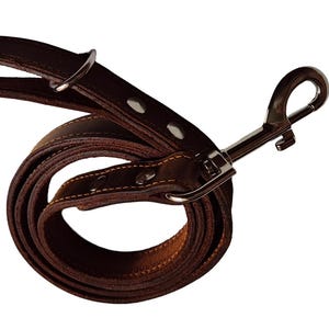 Brown dog lead, leather dog leash for medium dogs 144cmX2cm (56.7inchX0.79inch)
