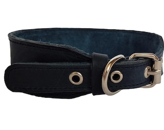 Blue Leather Dog Collar,|  Perfect for Medium to Large Dogs