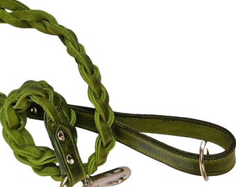 Hand Braided Leather Dog Leash: Two-Layer Strength, Medium/Large Dogs