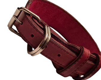Collar ancho de cuero rojo para perros: Entrenamiento para razas grandes (76 x 5,4 cm)