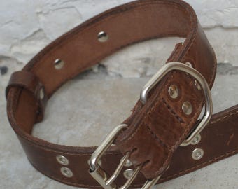 Collar de cuero marrón para perro, collar para perro con nombre, collar personalizado para mascotas, collar de cuero