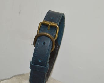 Weiches Blaues Leder Wildleder Hundehalsband für mittelgroße Hunde