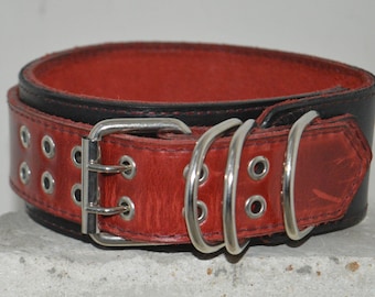 Collar de perro de cuero rojo y negro, collar ancho para perro, regalo para amantes de las mascotas, collar personalizado para perro, collar grabado para perro
