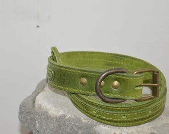 Collar de cuero verde resistente, collares para perros grabados, collar para perros con nombre, collar para perros grabado