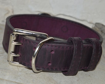 Collar ancho de cuero morado personalizado para perro - Collar personalizado para perro con nombre