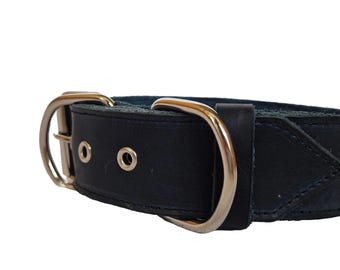Wide Leather Dog Collar: Soft Two-Layer Design for Large Breeds