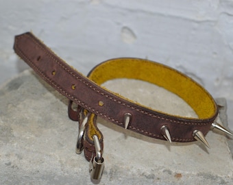 Collar de cuero bicolor con pinchos para perro, personalizado para perros, regalo para amantes de las mascotas, accesorios de cuero, collar para perro, nombre del collar del perro