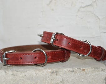 Collares para perros de cuero rojo resistente con pinchos - Collares personalizados para perros
