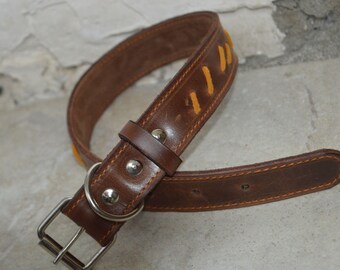 Brown Leather Dog Collar, Custom Dog Collars, Personalized Dog,  Engraved Dog Collar, Dog Collar with Name