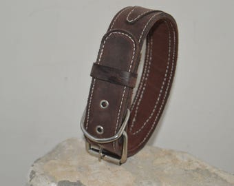 Collare per cani in pelle marrone larga - Accessorio per animali domestici resistente ed elegante