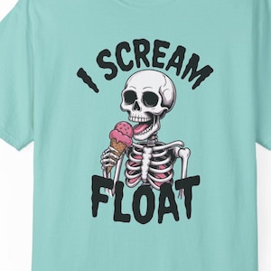I Scream Float Tshirt, Skeleton Tee, Halloween Shirt, Skeleton Ice Cream, Ice Cream Cone