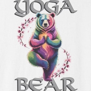 Yoga Bear T-Shirt, Unisex Garment-Dyed Tee, Cute Animal Shirt, Mindfulness Gift for Yoga Lovers, Fun Casual Wear