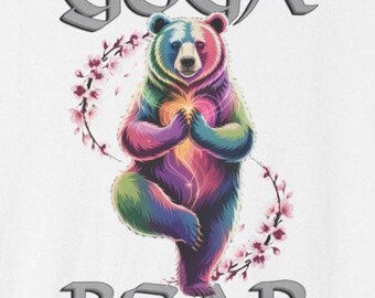 Yoga Bear T-Shirt, Unisex Garment-Dyed Tee, Mindfulness Gift
