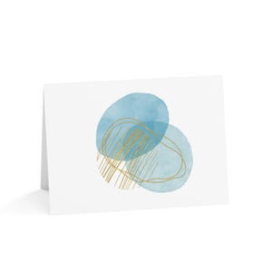 Tarjetas de felicitación, acuarela, diseño de manchas de pintura - Divertido y bonito juego de tarjetas de agradecimiento con detalles dorados, papelería, tarjetas de notas en blanco