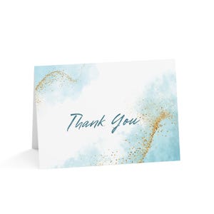 Tarjeta de agradecimiento Ocean Vibes, con detalles dorados, notas de agradecimiento, nota de agradecimiento junto al mar,